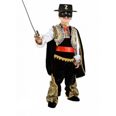 Costume Zorro Oro In Velluto Bimbo
